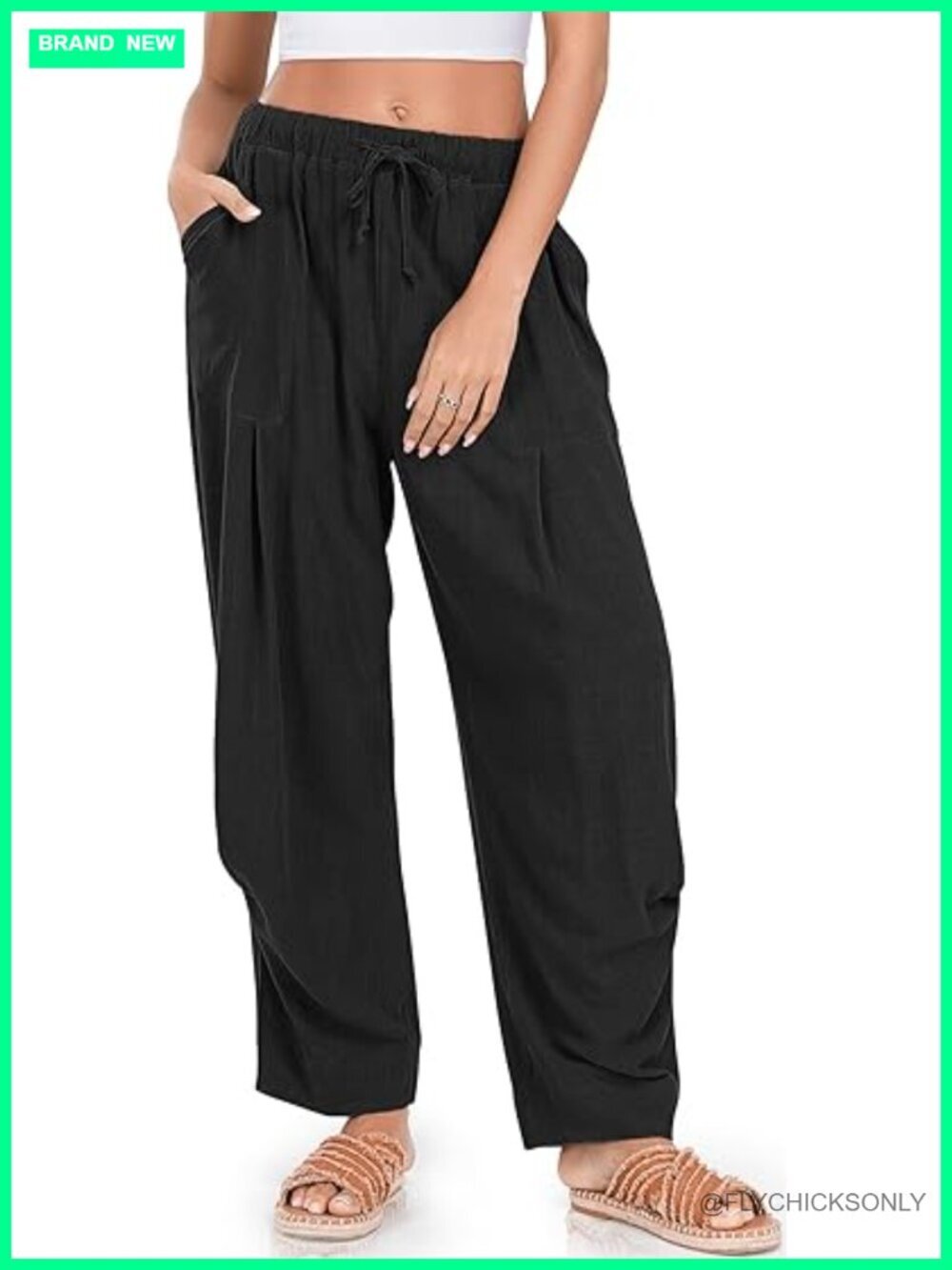 Linen Harem Pants with Pockets Drawstring Casual Lounge Pant